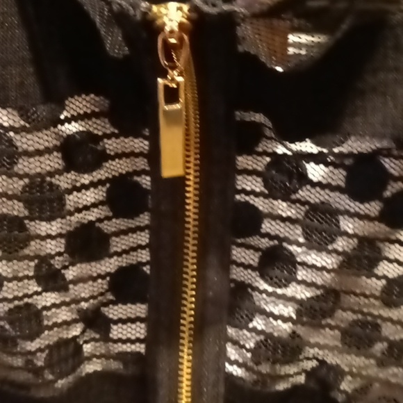 FINAL PRICE NWOT Jessica Simpson black/ white sheer polkadot dress w 20" zipper - Picture 12 of 16